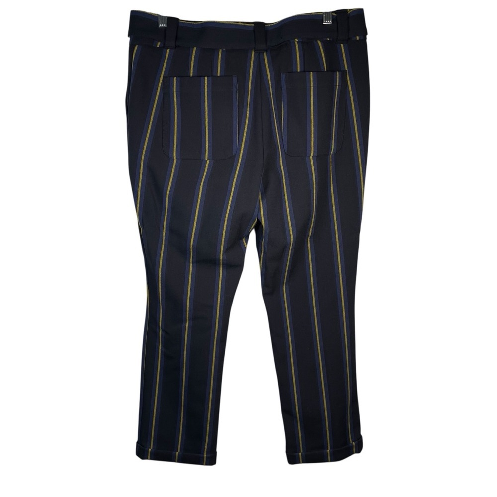 Ann Taylor Loft Petite Striped Cuffed Belted Trousers New With Tag 8P Black Navy - Picture 3 of 14